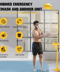 Industrial Emergency Eye Wash And Shower Station With Dual Spray Head Pedal Operation In 304 Stainless Steel in use