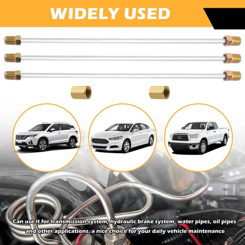 Rear Brake Line Kit Three Sixteenth Inch Steel Sixteen Inch With Inverted Dual Connectors And Two Fittings, cars, fittings visible