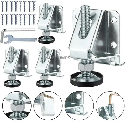 Adjustable Furniture Leveling Feet Set For Sofas Tables Chairs 20Pcs Heavy Duty Leg Levelers, metal bracket with screw and tool