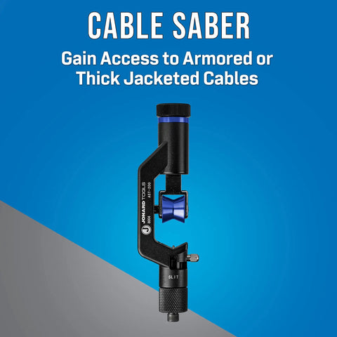 Cable Saber Workhorse Mid Span Armored Cable Slit And Ring Tool For 4 Mm To 28.6 Mm Cables against blue background