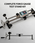 Pro Grade All In One 500N Digital Force Gauge And Manual Test Stand Kit with steel frame, 250mm stroke, side view