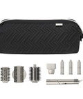 On The Go Travel Case For Shark Flexstyle And Dyson Airwrap Gear Waterproof Dustproof Hair Tools Organizer Bag Fits Supersonic Dryer And Flat Iron Black shown with attachments.