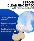 Powerful Vertuo Cleaning Pods And Capsules Cleaner Kit with carbonated bubbles demonstrating cleaning effects.