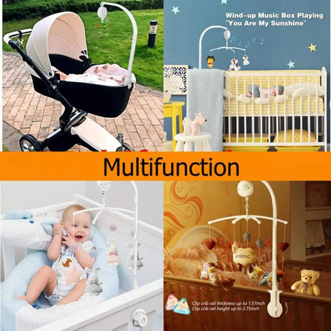 Top Notch 34 Inch Baby Crib Mobile Bed Bell Stand With Manual Wind Up Music Box For Peaceful Nap Times and Chill Nursery Decor.