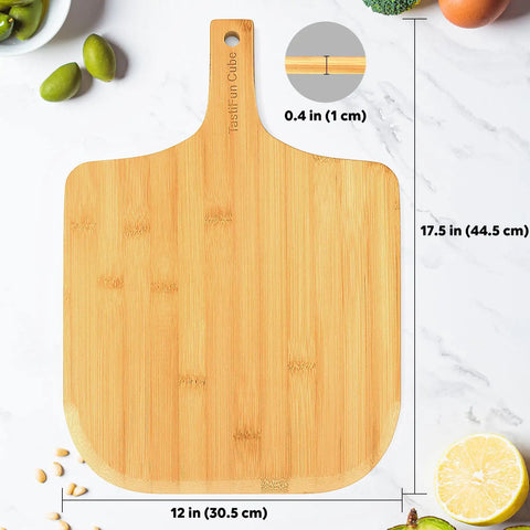 12-Inch Natural Bamboo Pizza Peel Paddle With Easy Lift Tapered Edge For No Stuck Dough Release Eco Friendly Durable Kitchen Tool