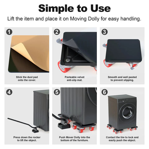 Steps for using Heavy Duty 3000 Lb Furniture Dolly with Five Wheel Design 360 Degree Swivel Casters on carpeted floors