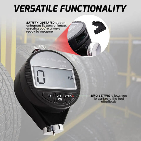 Pocket Size Shore A Hardness Meter Durometer 0-100HA Digital Tester With Large LCD Display For Rubber Leather Resin Fiber Glass Wax And More Ideal For QC And Material Testing, front view