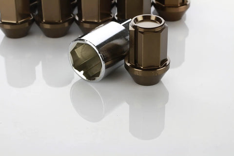 Leggdura Bronze Race-Ready Lug Nuts Set Of 20 12mm By 1.25 Thread Ultra Lightweight Duralumin with closed end and flange lock