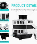 Side view of Beefy 12V 130A Alternator For Jeep Liberty 3.7L 2010 2011 2012 And Dodge Nitro 3.7L 2011 Dropin Replacement