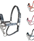 Nylon Overlay Cattle Restraint Halter With Padded Noseband, Paisley, Blue Aztec, Red Aztec, Grey Floral, Medium Cattle Size, Rugged Nylon Build