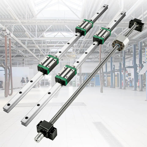 Two HGR20 1500 mm Linear Guide Rails Kit With Four Blocks And RM1605 1500 mm Ballscrew BF12 BK12 Kit Pre Drilled Holes