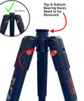 DeathGrip Ball Head Conversion Kit With Ball Head Adapter For DeathGrip Tripods showing top and bottom bearing races to remove