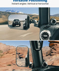Door Off Mirror Kit For Jeep Wrangler TJ JK JKU 1997-2018 Wider Field Of View No Vibrate Or Wobble On Rough Trails in use