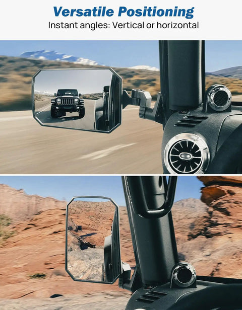 Door Off Mirror Kit For Jeep Wrangler TJ JK JKU 1997-2018 Wider Field Of View No Vibrate Or Wobble On Rough Trails in use