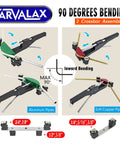 Carvalax Pipe Tube Bender Set For 1/4 To 7/8 Inch O.D. LITE Version showing 90 degrees bending guide with aluminum and copper pipes.