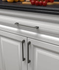 Gun Metal 10 Inch Center Cabinet Handles 10 Pack Solid Stainless Metal Drawer Pulls For Kitchen Bathroom Home Decor Durable Modern Hardware Etna Collection on white cabinet.