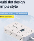 Total Game Changer Flat Power Strip With Eleven AC Outlets And Three Smart USB Chargers Saves Serious Space Behind Desks Or Dressers Perfect For College Dorms Home Offices And Weekend Getaways Always Works, white with multi-slot design.