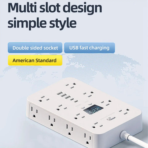 Total Game Changer Flat Power Strip With Eleven AC Outlets And Three Smart USB Chargers Saves Serious Space Behind Desks Or Dressers Perfect For College Dorms Home Offices And Weekend Getaways Always Works, white with multi-slot design.