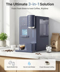 3 In 1 Countertop Beverage Station With Ice Maker, Instant Hot Cold Warm Water, Adjustable Volume, Built In Coffee Brewer, Deep Navy