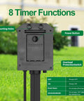 Outdoor Power Strip With 25 Ft Extension Cord, Remote Dusk To Dawn Timer, Waterproof, 6 Grounded Outlets For Christmas