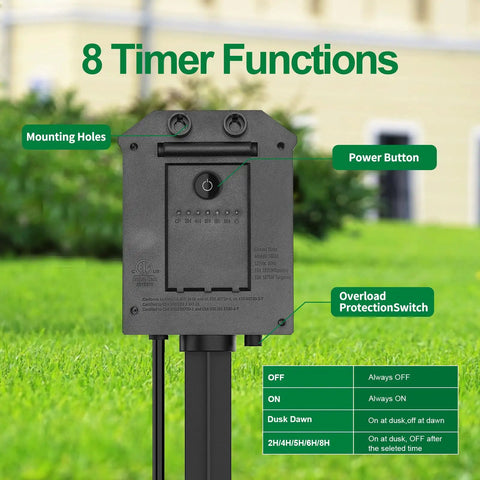 Outdoor Power Strip With 25 Ft Extension Cord, Remote Dusk To Dawn Timer, Waterproof, 6 Grounded Outlets For Christmas