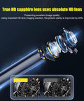 Close-up of True HD sapphire lens for borescope camera, showcasing excellent image quality and clarity improvement.