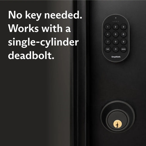 Skip The Daily Key Hassle And Secure Your Front Door Tonight With This Smart Keyless Deadbolt Adding Auto Lock Timers Instant Phone Alerts Solid Pin Entry And Streamlined App Management. Black keypad mounted beside a single-cylinder deadbolt.