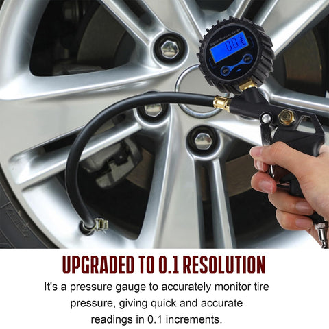 Using Beefy Pro Grade Heavy Duty Air Tool Kit With Digital Tire Pressure Gauge Inflator on car tire