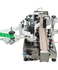 Automatic Desktop Conveyor Labeler For Round Bottles High Speed 110 Volt Label Applicator Featuring No Sweat Setup, showing label applicator and conveyor system.