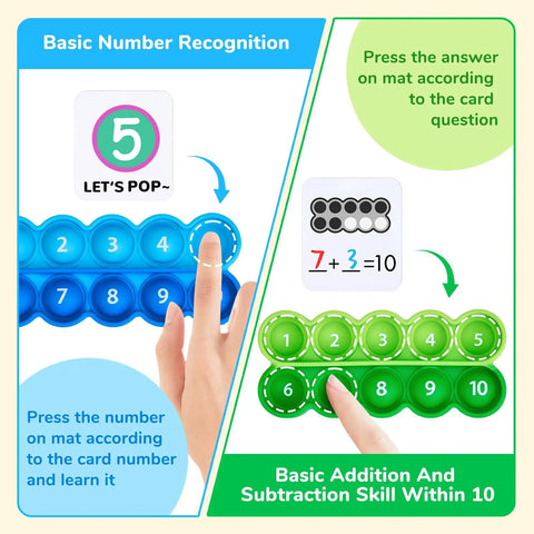 Hands using Ten Frame Math Learning Kit With 24 Ten Frames And 20 Task Cards for number recognition and addition skills.