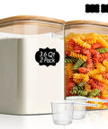 Two Pack 3.6 Qt Square Glass Food Storage Jars With Lids A Kitchen Must Have For Flour Sugar Rice Pasta Oats Coffee Beans Keeps Your Pantry Organized And Fresh Clear See Through Design with flour and pasta inside