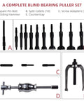 Complete set of Sixteen Piece Blind Hole Pilot Bearing Internal Extractor And Puller Set With Slide Hammer Removal Tool Kit