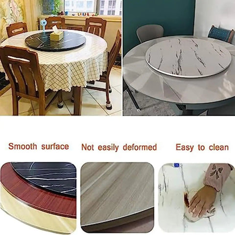 Big Wooden Dining Turntable With 360 Degree Rotation Lazy Susan Style Kitchen Rotating Tray For Dining Tabletop, two settings view