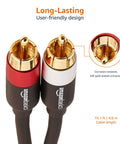 2 Male RCA Stereo Audio Cable For HiFi Systems And Subwoofers Crystal Clear Audio Gold Plated Connectors 15 Feet High Fidelity Digital Audio Interconnect For Amplifiers And Active Speakers, 15.1 ft cable