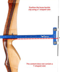 Forty Pack Brass Bowstring Nock Points For Archery Tuning Durable Buckle Clips with T-shaped ruler on a bowstring.