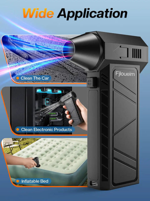 130,000 RPM Powerhouse Electric Blower With Four Speed Settings for dust removal from car, electronics, and inflatable bed