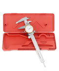 Dial Calipers 0-15 Cm with 0.02 mm Graduation, Stainless Steel Shockproof Vernier Caliper in red case, anti-glare dial visible