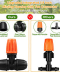 Comparison of 25 Pack Micro Spray Drippers With Three Way Atomizing Nozzles For One Quarter Inch Tubing Lock Barbed Drip Irrigation Fittings