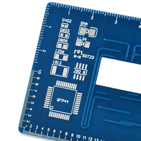 Close-up of DIY SMD SMT Welding Practice Soldering Skill Training Board With Water Lamp Circuit Demonstration And Backside Ruler For Easy Component Measurement Pro Grade Soldering Kit For Electronics Nerds And Hobbyists 3 To 12V.