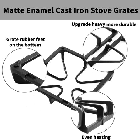 Heavy Duty Cast Iron Burner Grate Replacement Set For Gas Range Four Piece Stove Surface Top Grates Durable Easy To Clean
