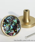 Pearl Shell Cabinet Knobs With Abalone Inlay, Slick Brushed Gold Zinc Alloy Drawer Pulls, hardware and screw