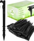 50 Pack 8 Inch Hose Hold-Down Anchor Stakes For 1/2 Inch, 1/4 Inch, And 5/32 Inch Drip Tubing displayed with packaging