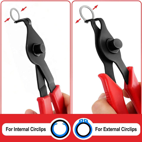 Ten Piece Snap Ring Pliers Set For Automotive Retaining Rings Removal And Installation Including Internal And External Circlips With Straight And Bent Jaw, Hook And Pick Tools In A Garage Ready Storage Case