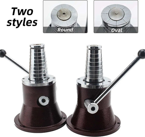 Precision Bangle Stretcher And Ring Sizer Mandrel for Expanding Tight Bands, Round and Oval styles, metal construction, jewelry crafting tool.