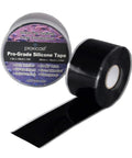 Beefy 30 Mil Weatherproof Self Fusing Silicone Sealing Tape roll and tape strip, 1.5 inch by 15 feet black, for outdoor coax cables.