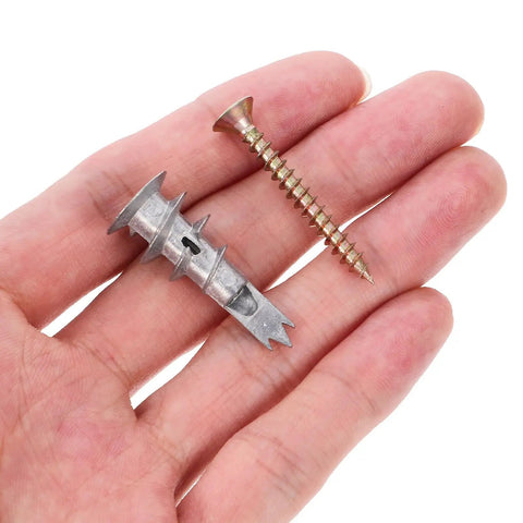 Heavy Duty Hollow Wall Anchor Kit With Spiral Design Screws For Drywall Self Tapping And Self Drilling Anchors Zinc Alloy And Iron Construction