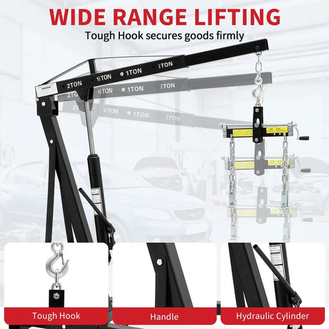 Bad Boy Heavy Duty Folding Hydraulic Engine Hoist And Cherry Picker Rock Solid Shop Crane with Tough Hook and hydraulic cylinder.