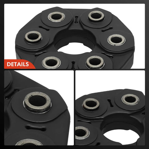 A-Premium drive shaft coupling flex joint, black propshaft connector, front view