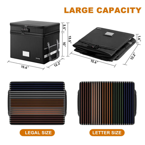 Boss Level Fireproof Multi Layer File Box With Lock Collapsible Portable Office Filing Organizer dimensions and features