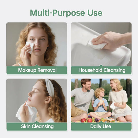 MATERN'ELLA disposable face towels, XL ultra-soft plant-based biodegradable wipes for makeup removal and cleansing